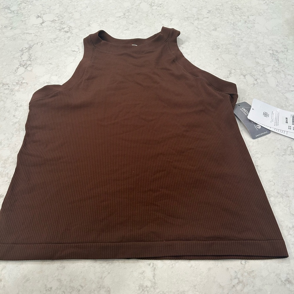 Athleta Chocolate Ribbed Tank - XL